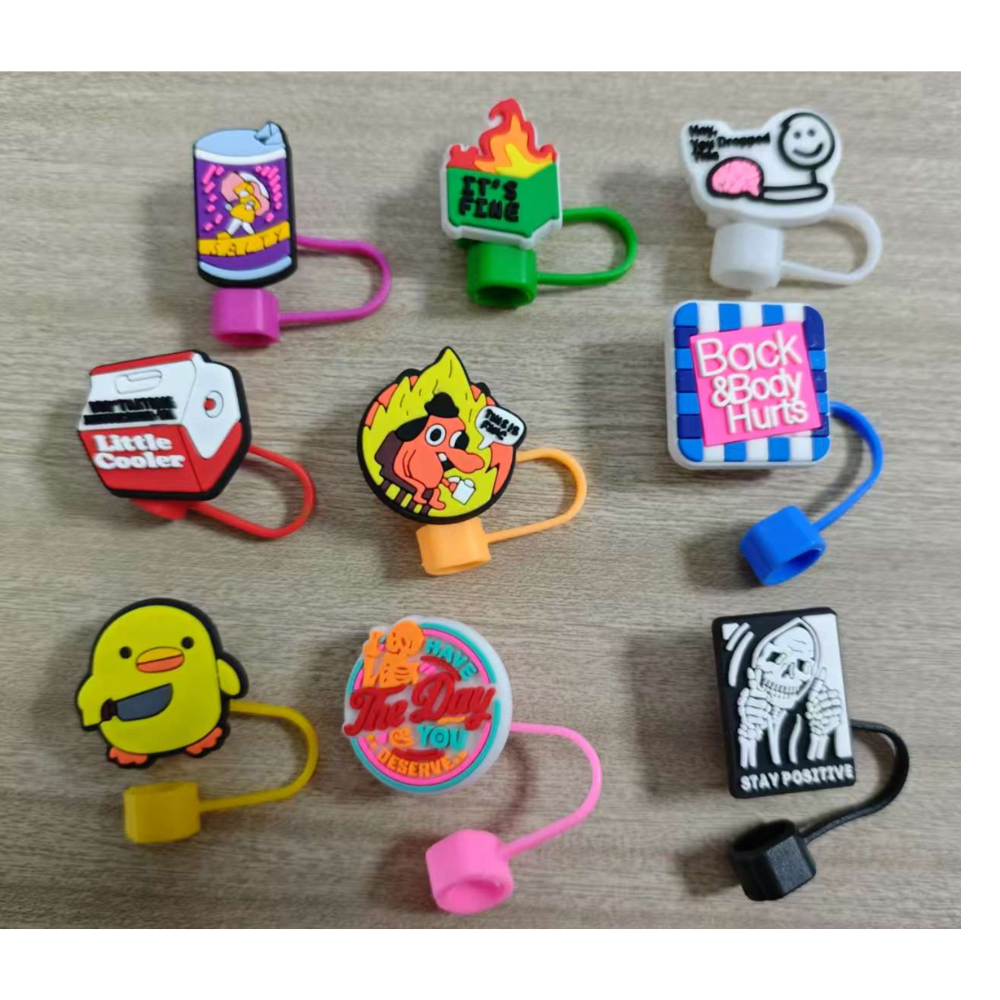 9PC Funny Straw Toppers