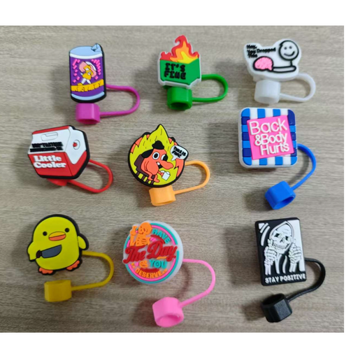 9PC Funny Straw Toppers