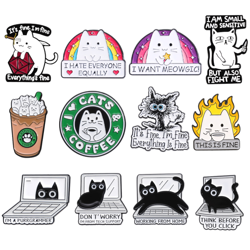 12PC Cat Pins