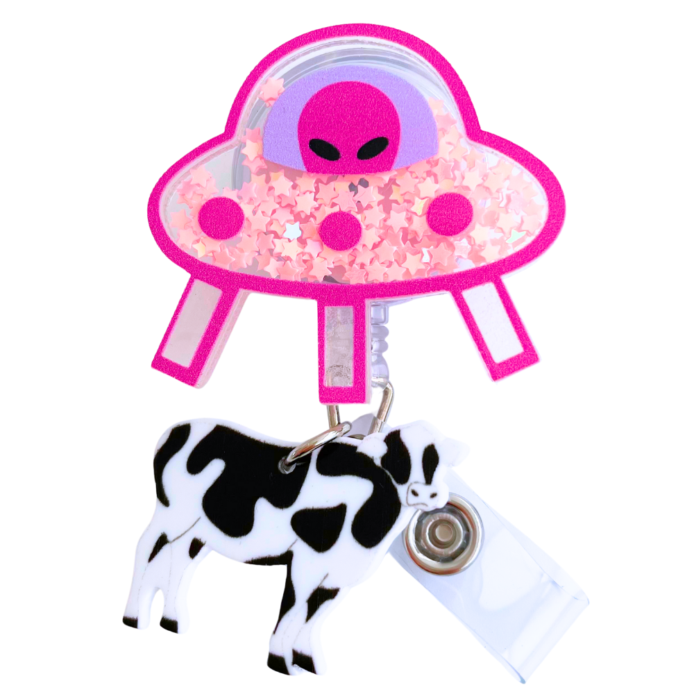 UFO Cow Shaker Badge Reel