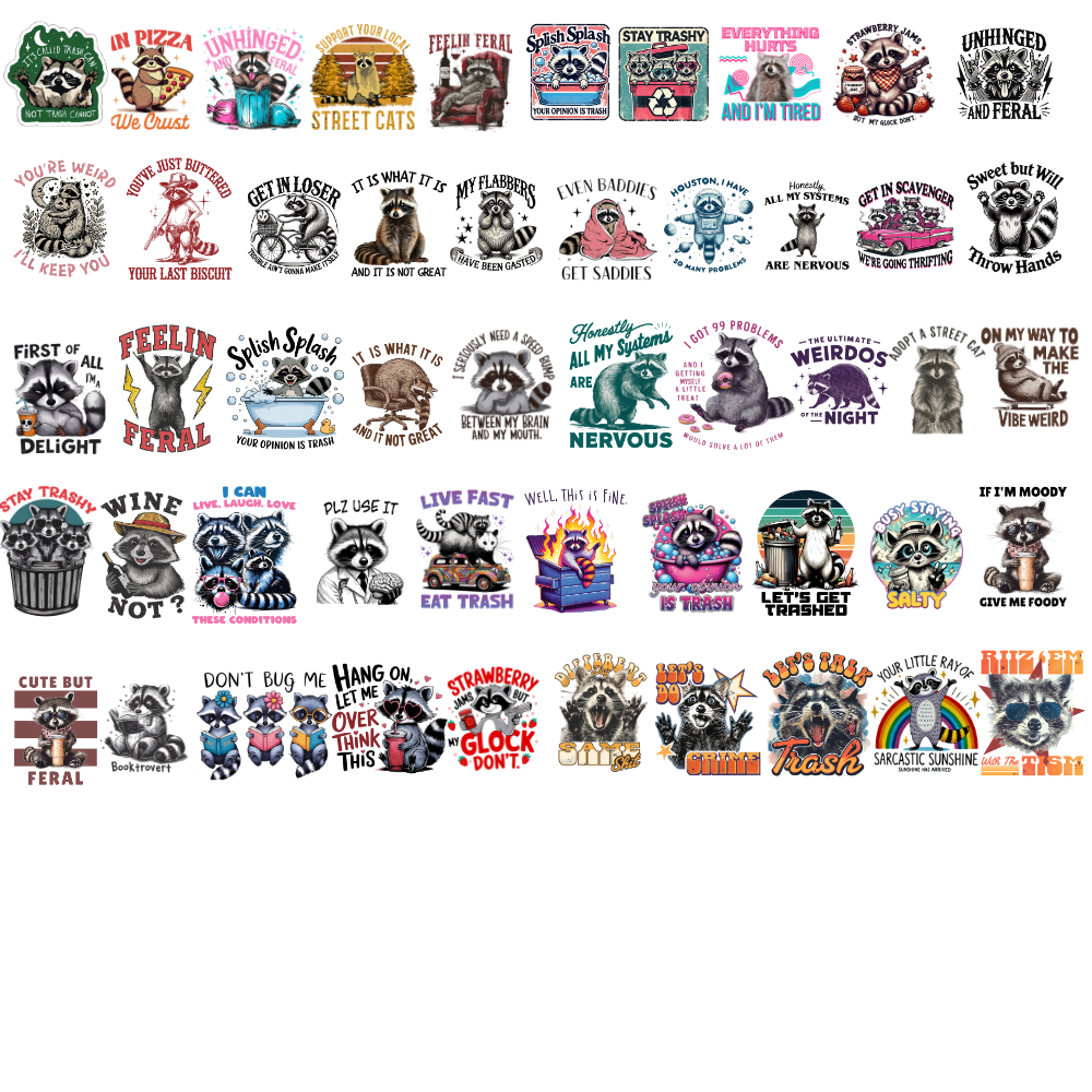 50PC Raccoon Stickers