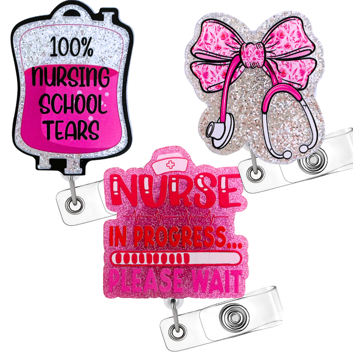 Pink Student Nurse Badge Reel