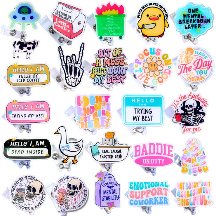24PC  Funny Badge Reels