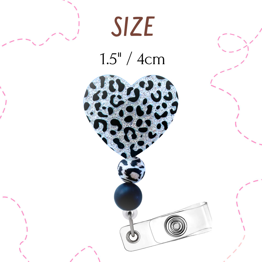 Sliver Cheetah Heart Badge Reel