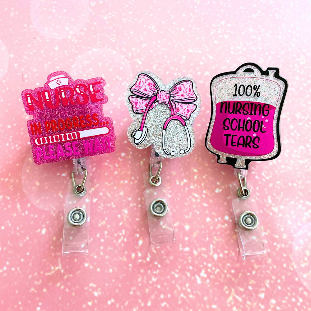 Pink Student Nurse Badge Reel