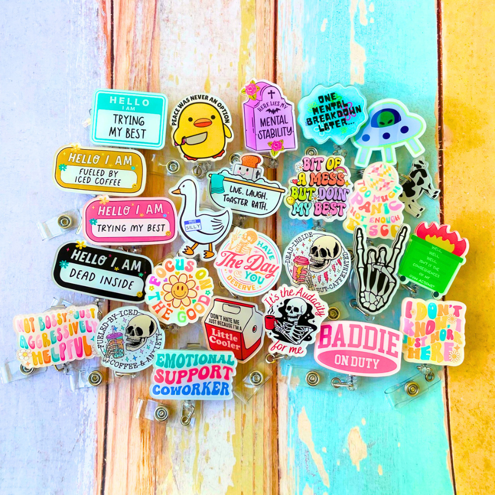 24PC  Funny Badge Reels