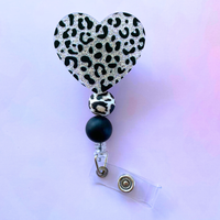 Sliver Cheetah Heart Badge Reel