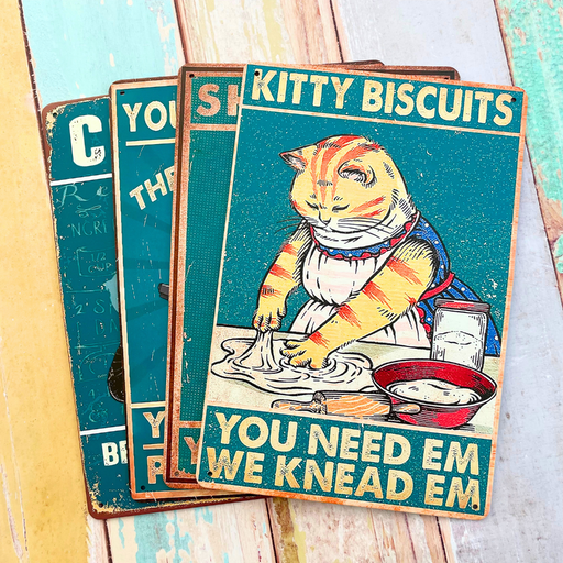 4PC Cat Kitchen Signs