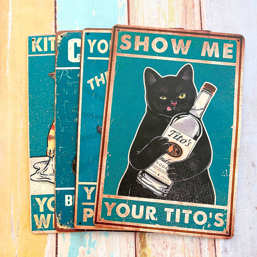 4PC Cat Kitchen Signs