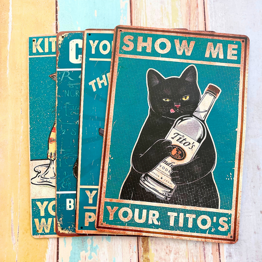 4PC Cat Kitchen Signs