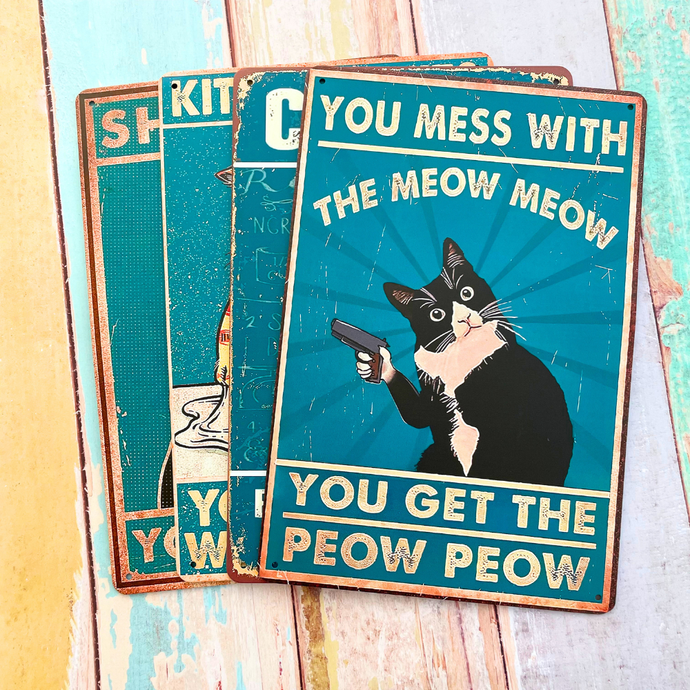 4PC Cat Kitchen Signs