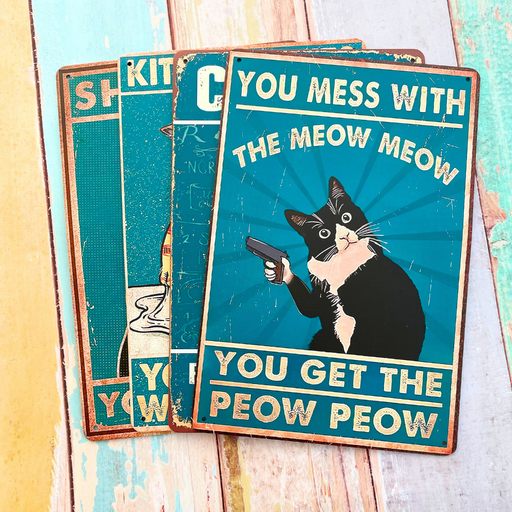 4PC Cat Kitchen Signs