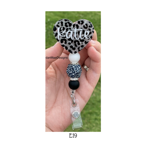 Sliver Cheetah Heart Badge Reel