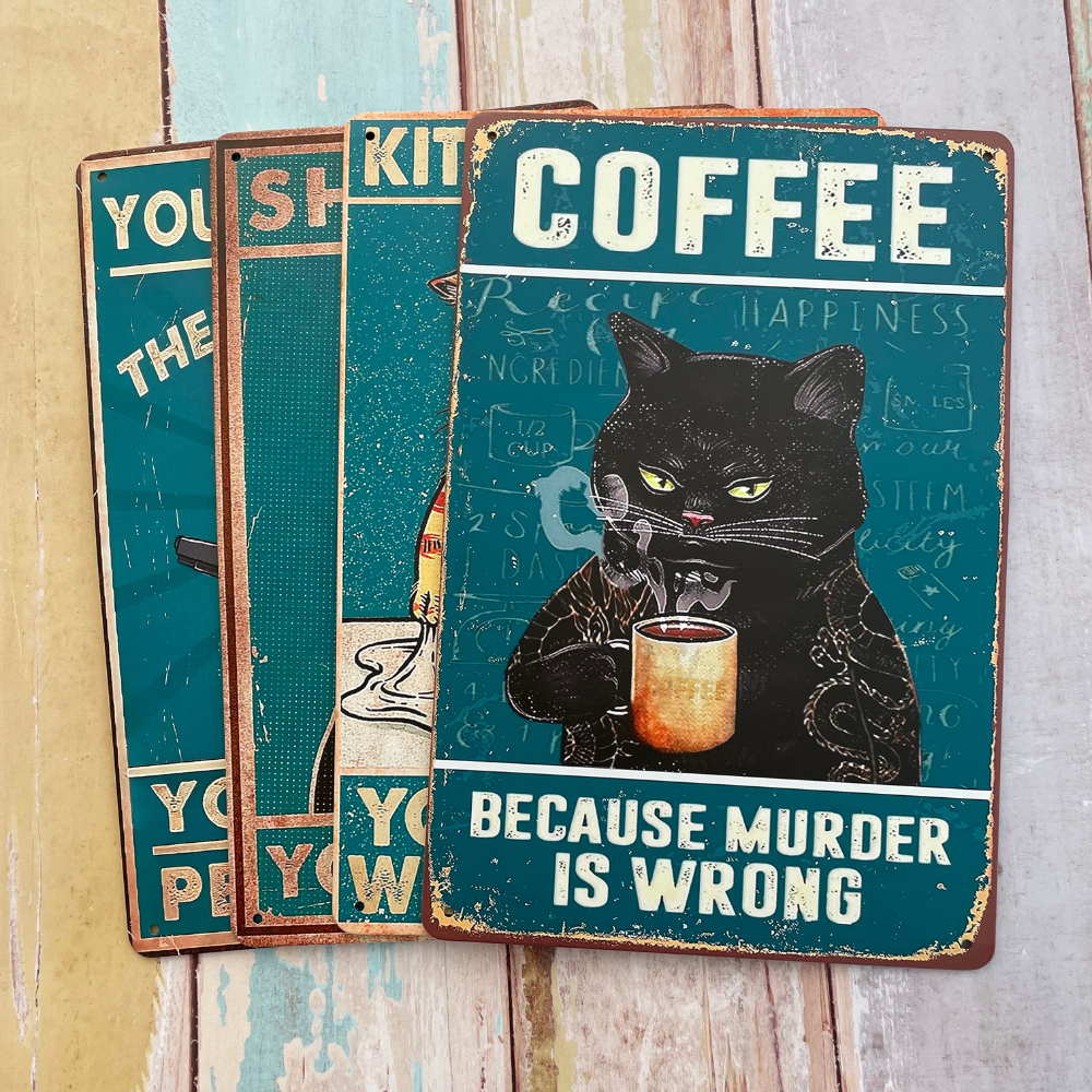 4PC Cat Kitchen Signs
