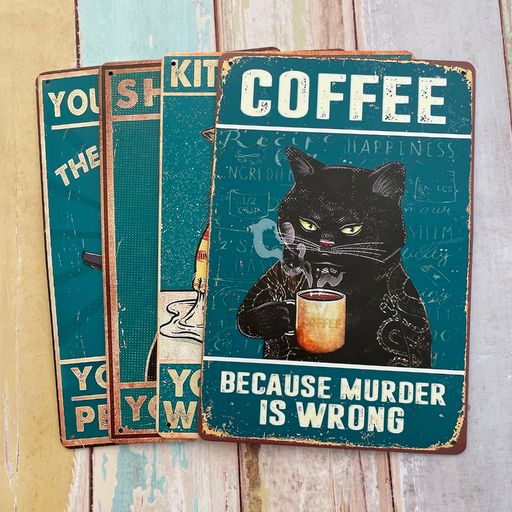 4PC Cat Kitchen Signs