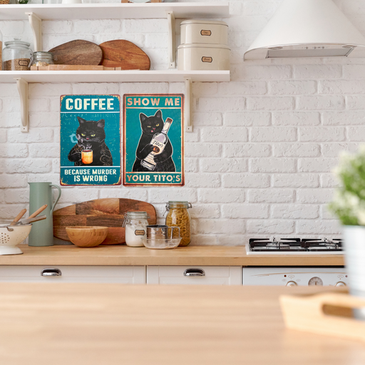 4PC Cat Kitchen Signs