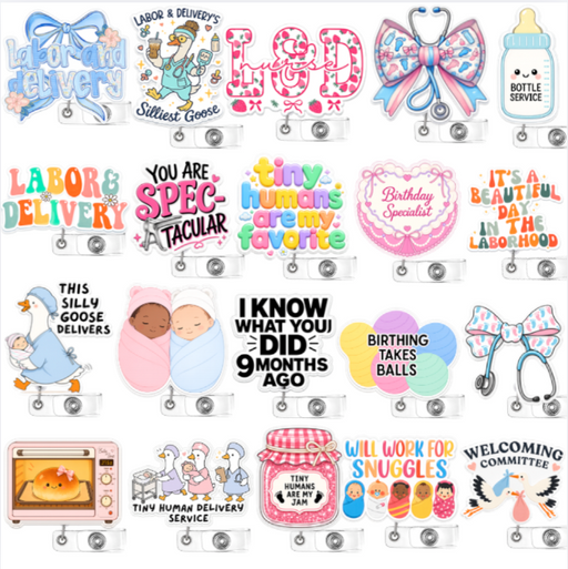 YJ PREMIUMS 20PC Labor and Delivery Badge Reels Bulk Set