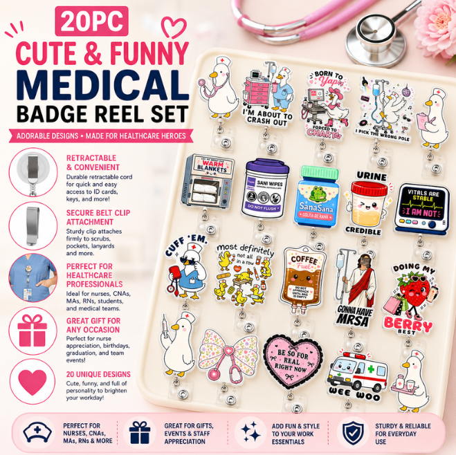 YJ PREMIUMS 20PC Medical Badge Reels Bulk Set