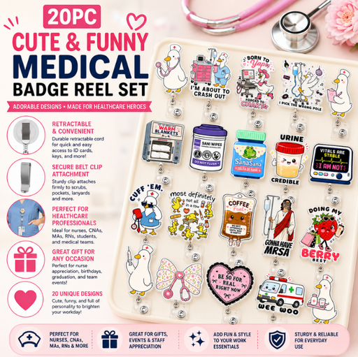 YJ PREMIUMS 20PC Medical Badge Reels Bulk Set